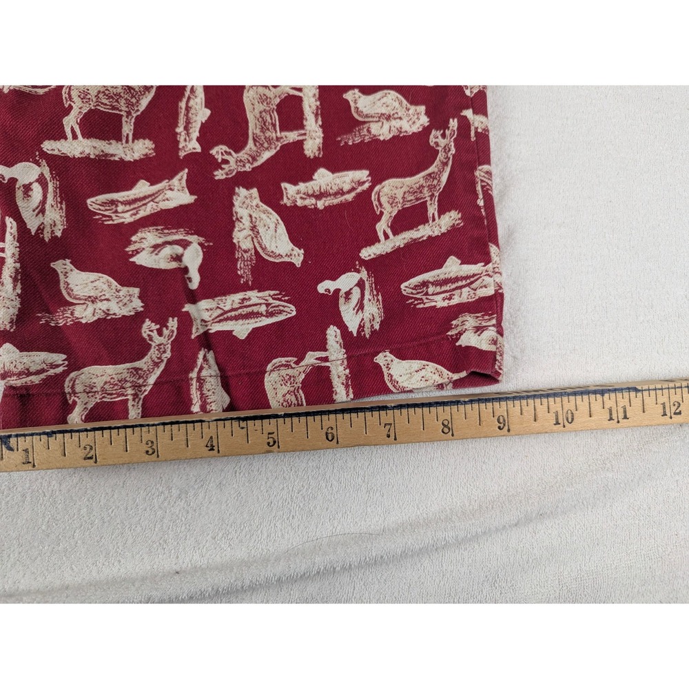 LL Bean Mens Pajama Pants Red Cotton Wildlife Print Deer Fish Lounge LG REG - Picture 11 of 12